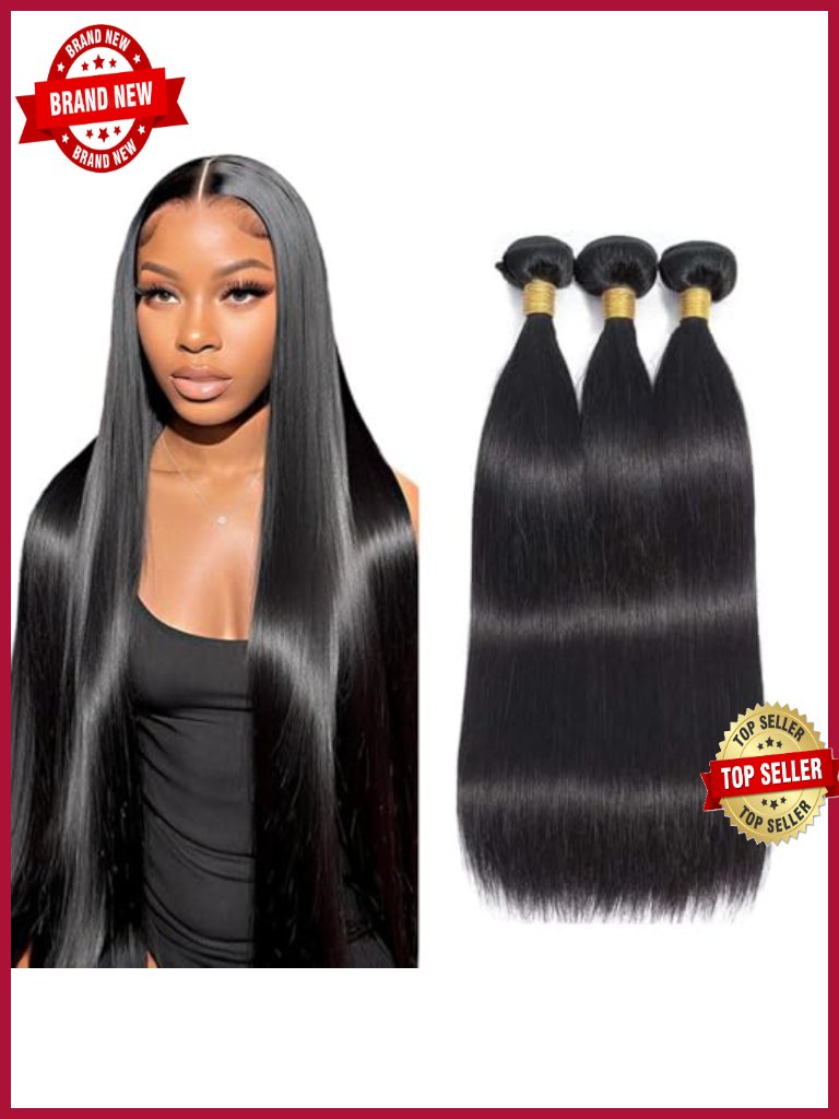 100% Human Hair Bundles Straight 3 Bundles 28 30 32 Inch Weave Extensions